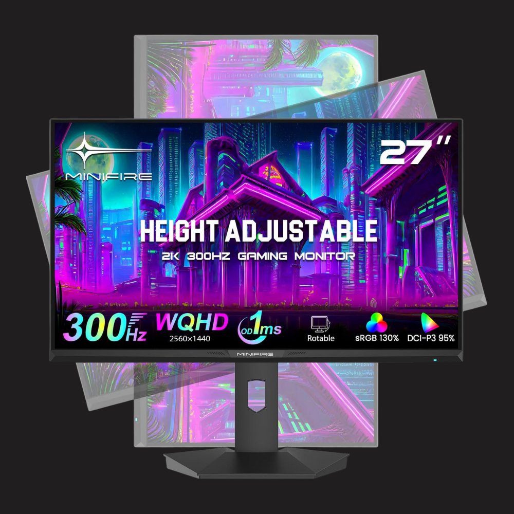 Minifire 27 Inch QHD 300Hz Gaming Monitor 2K 2560 x 1440 1440P-1ms FreeSync