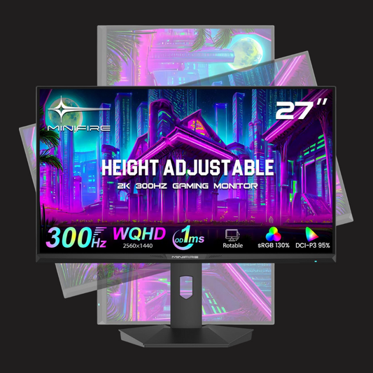 Minifire 27 Inch QHD 300Hz Gaming Monitor 2K 2560 x 1440 1440P-1ms FreeSync