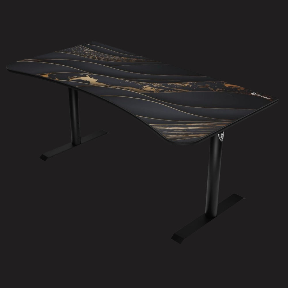 Arozzi Arena Ultrawide Curved Gaming Desk - Black Gold