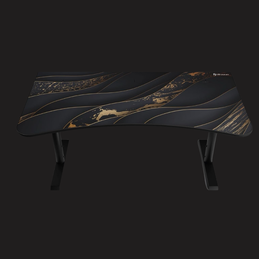 Arozzi Arena Ultrawide Curved Gaming Desk - Black Gold